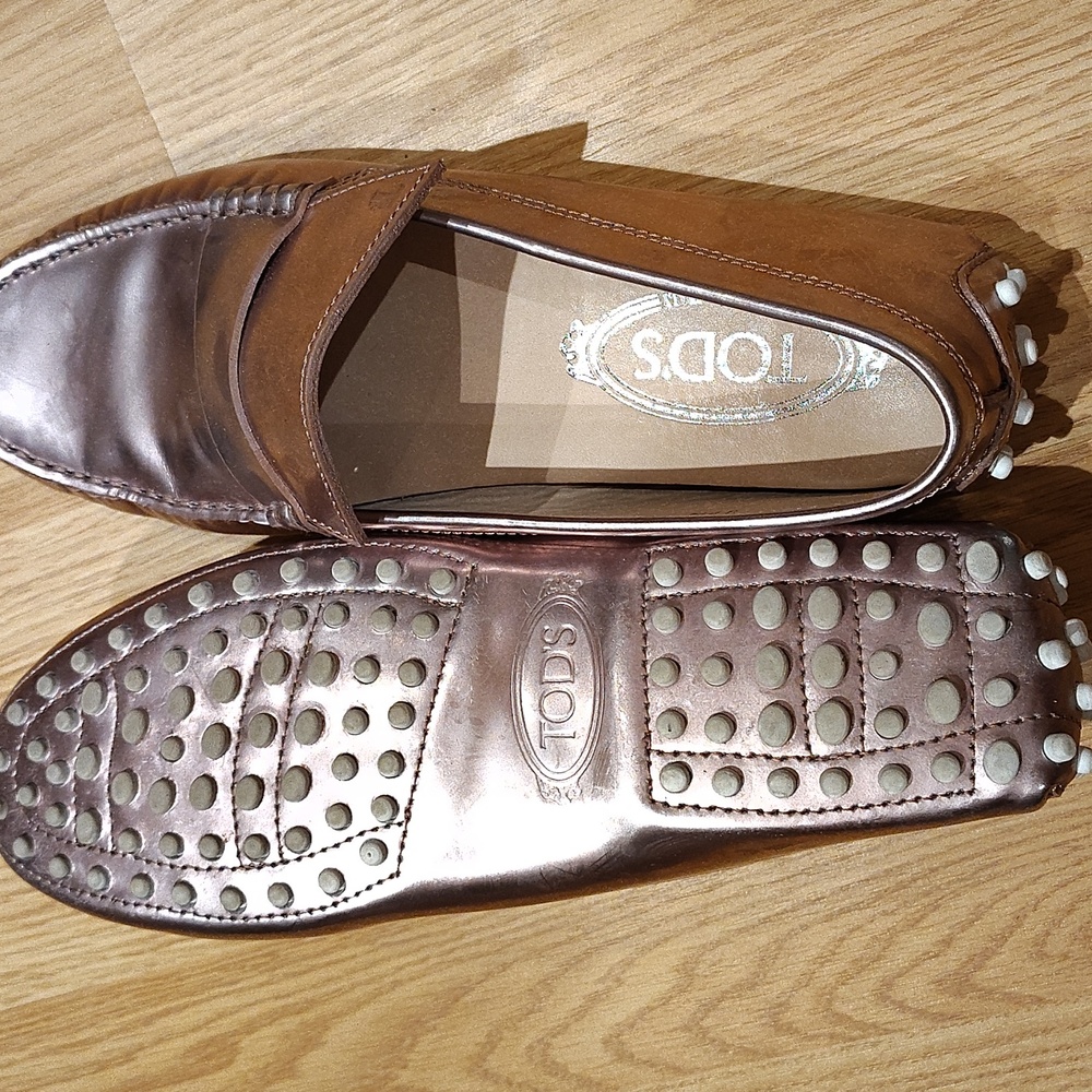 🇮🇹TOD'S Rose Gold Leather Loafers / Shoes - Picture 4 of 5
